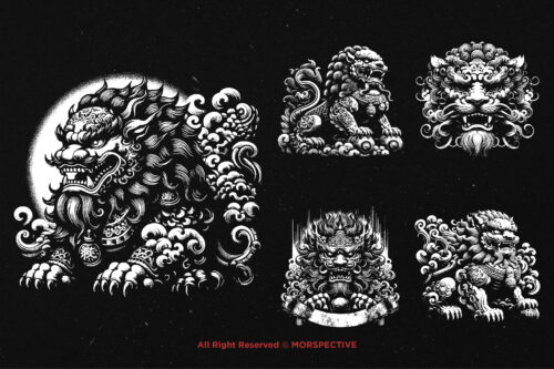 10 Bundle Dark Art Chinese Foo Dog Komainu - Image 5