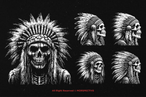 10 Bundle Dark Art Indian American Skull - Image 5