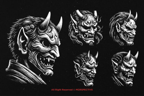 10 Bundle Dark Art Tengu Mask Hannya - Image 5