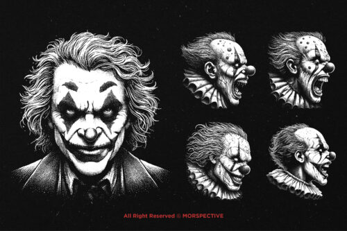 10 Bundle Dark Art Clown Scary Face - Image 5