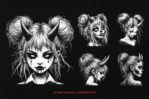 10 Bundle Dark Art Devil Girl Kids - Image 5