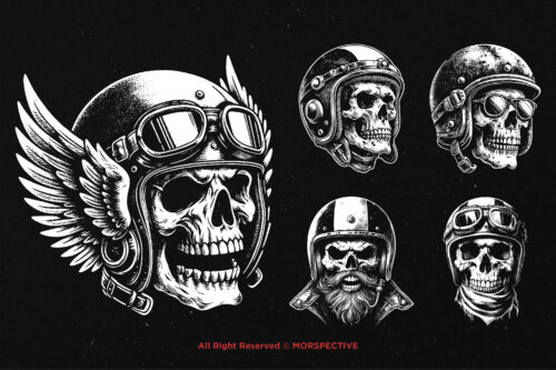 10 Bundle Dark Art Skull Head Biker - Image 5