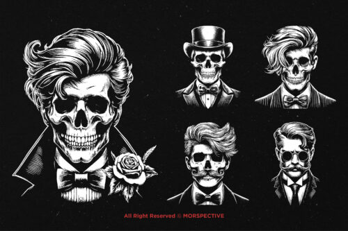 10 Bundle Dark Art Gentleman Skull - Image 5