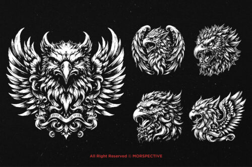 10 Bundle Dark Art Griffin Head Gryphon - Image 5