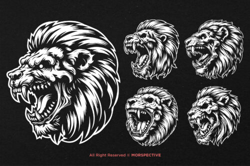 10 Bundle Dark Art Angry Lion Skull - Image 5