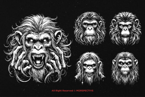 10 Bundle Dark Art Scary Monkey Face - Image 5