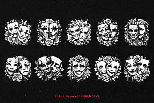 10 Bundle Dark Art Smile and Cry Mask - Image 6