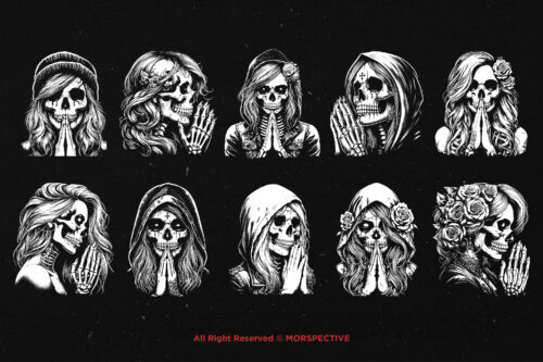 10 Bundle Dark Art Skull Girl Pray - Image 6