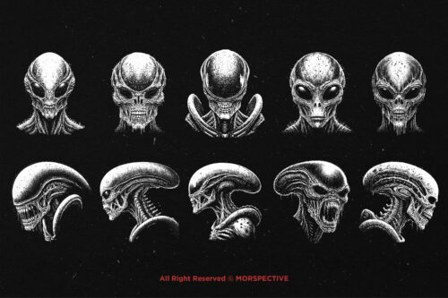 10 Bundle Dark Art Alien Head Ufo Monster - Image 6