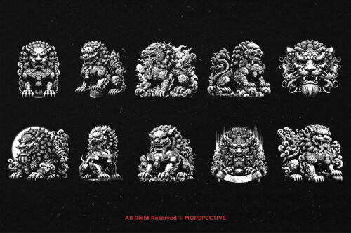 10 Bundle Dark Art Chinese Foo Dog Komainu - Image 6