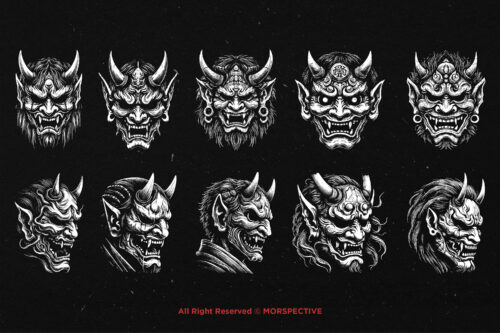 10 Bundle Dark Art Tengu Mask Hannya - Image 6