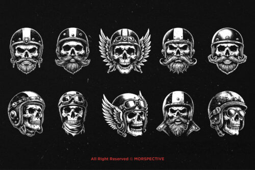 10 Bundle Dark Art Skull Head Biker - Image 6