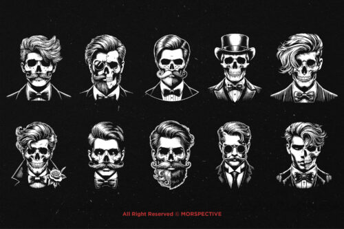 10 Bundle Dark Art Gentleman Skull - Image 6