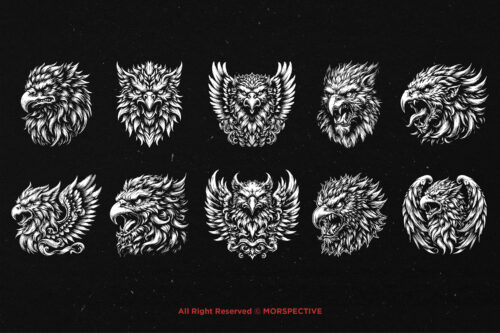 10 Bundle Dark Art Griffin Head Gryphon - Image 6