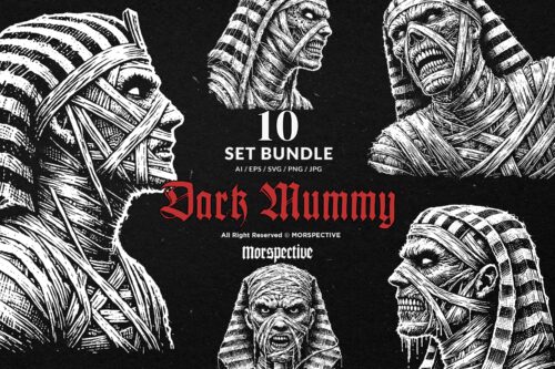 10 Bundle Dark Art Egypt Mummy