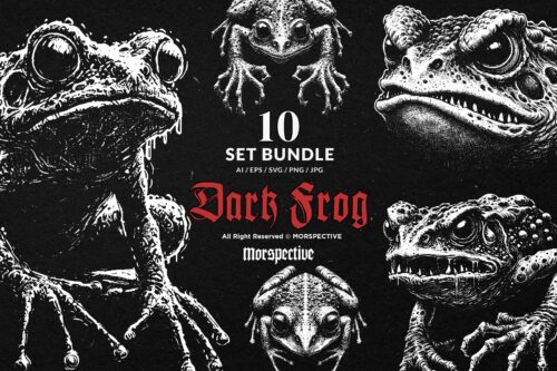 10 Bundle Dark Art Frog Skull
