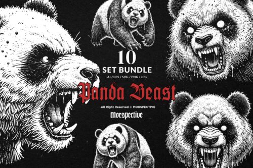 10 Bundle Dark Art Panda Beast