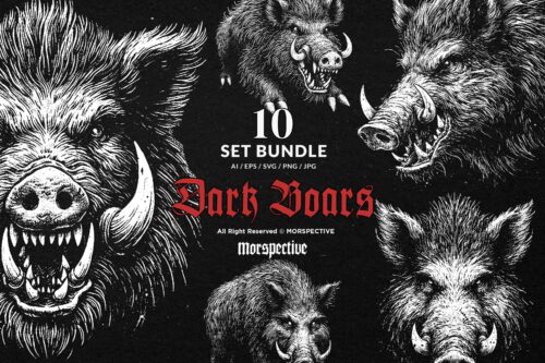 10 Bundle Dark Art Boars Wild