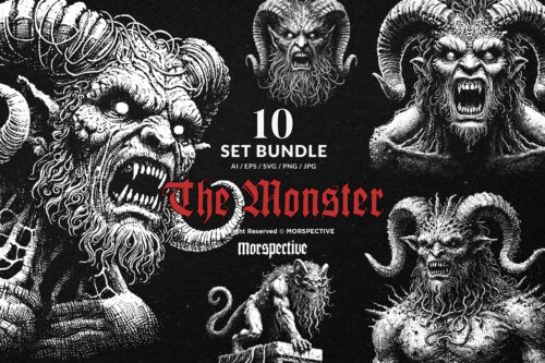 10 Bundle Dark Art Monster Demon