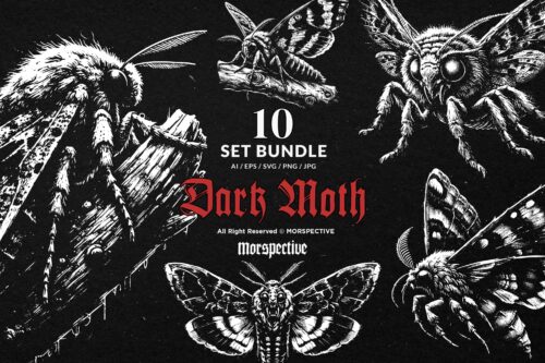 10 Bundle Dark Art Moth Skull