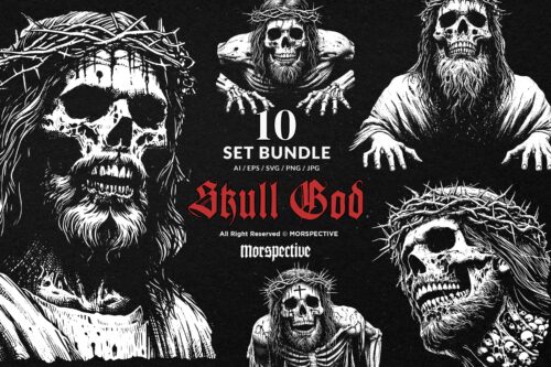 10 Bundle Dark Art Skull Jesus God