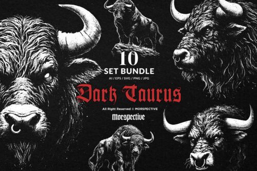 10 Bundle Dark Art Taurus Bull Zodiac