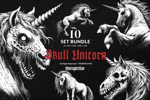 10 Bundle Dark Art Unicorn Beast