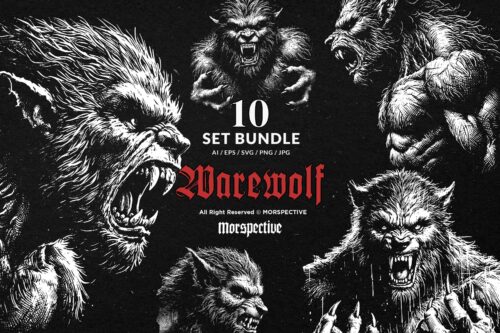 10 Bundle Dark Art Warewolf Monster