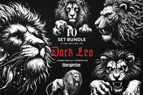 10 Bundle Dark Art Leo Zodiac Lion