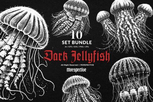 10 Bundle Dark Art Jellyfish