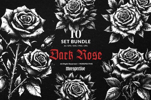10 Bundle Dark Art Rose Flower thorns