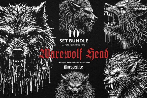 10 Bundle Dark Art Warewolf Moster