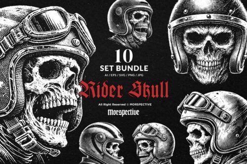 10 Bundle Dark Art Skull Rider