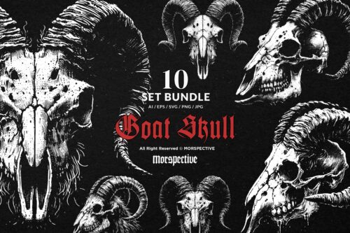 10 Bundle Dark Art Goat Skull