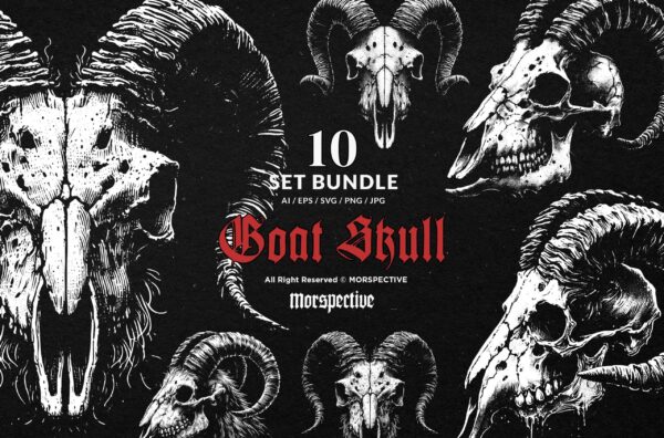 10 Bundle Dark Art Goat Skull