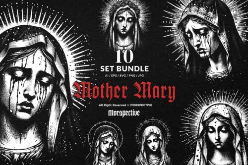 10 Bundle Dark Art Mother Mary