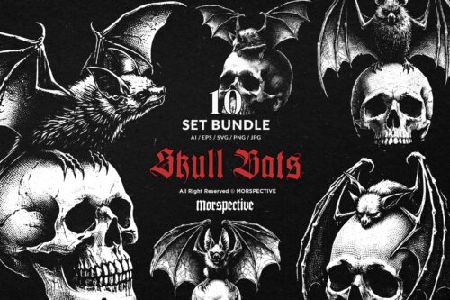 10 Bundle Dark Art Skull Bat Demon