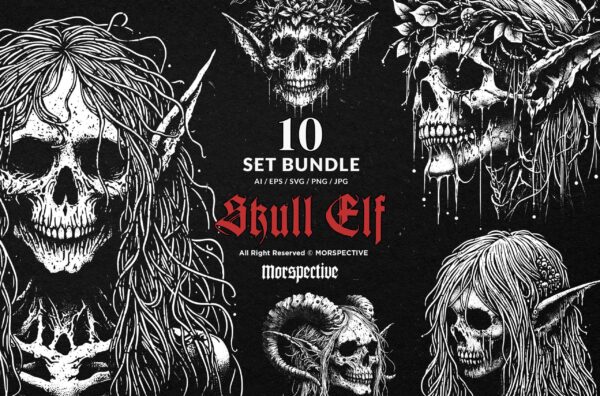 10 Bundle Dark Art Skull Elf fairy