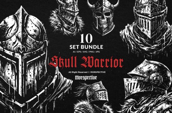 10 Bundle Dark Art Skull Warrior Knight