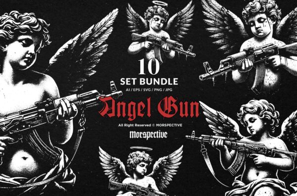 10 Bundle Dark Art Kids Angel Cupid