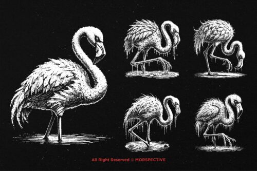 10 Bundle Dark Art Flamingo Bird - Image 3