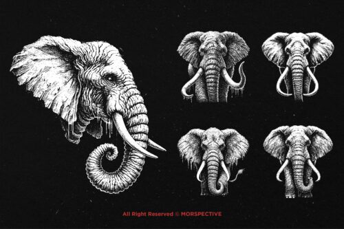 10 Bundle Dark Art Elephant Head - Image 3