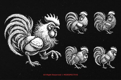 10 Bundle Dark Art Rooster Chicken - Image 3