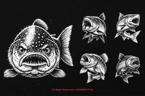 10 Bundle Dark Art Piranha Fish - Image 3