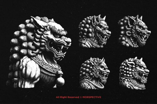 10 Bundle Dark Art Komainu Japanese Lion - Image 3