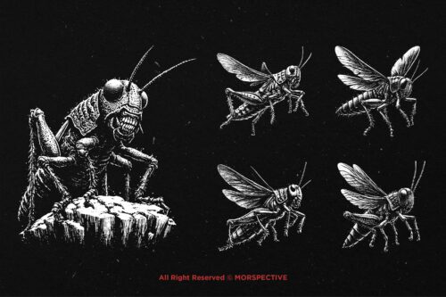 10 Bundle Dark Art Grasshopper Insect - Image 3