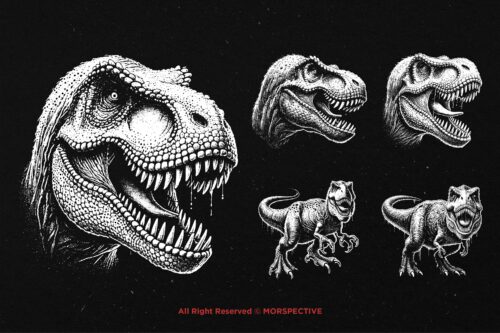 10 Bundle Dark Art T-Rex Dinosaur Jurassic - Image 3