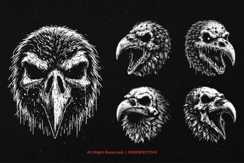 10 Bundle Dark Art Raven Skull Bird - Image 3
