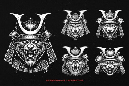 10 Bundle Dark Art Samurai Wolf Warriror - Image 3