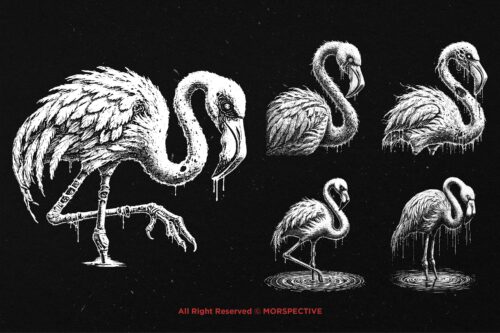 10 Bundle Dark Art Flamingo Bird - Image 5